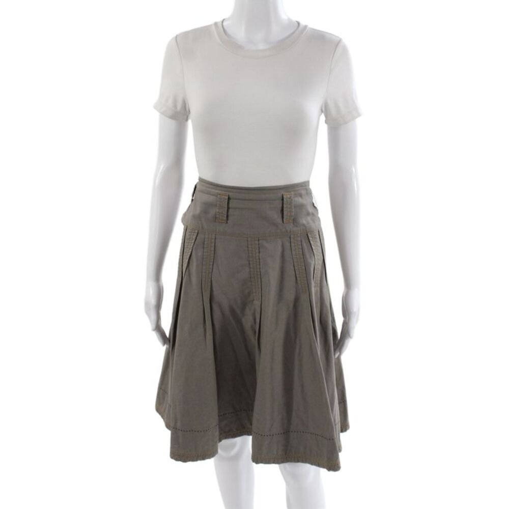 Oilily Womens Brown Cotton Pleated Knee Length Skirt Size 42